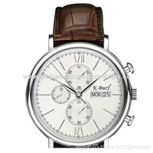 Six needle machine core business men watch, genuine leather strap